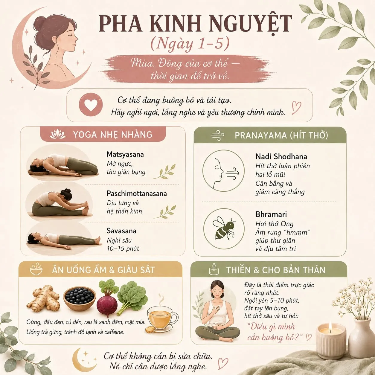 Yoga pha kinh nguyệt (ngày 1–5): Mùa Đông cơ thể