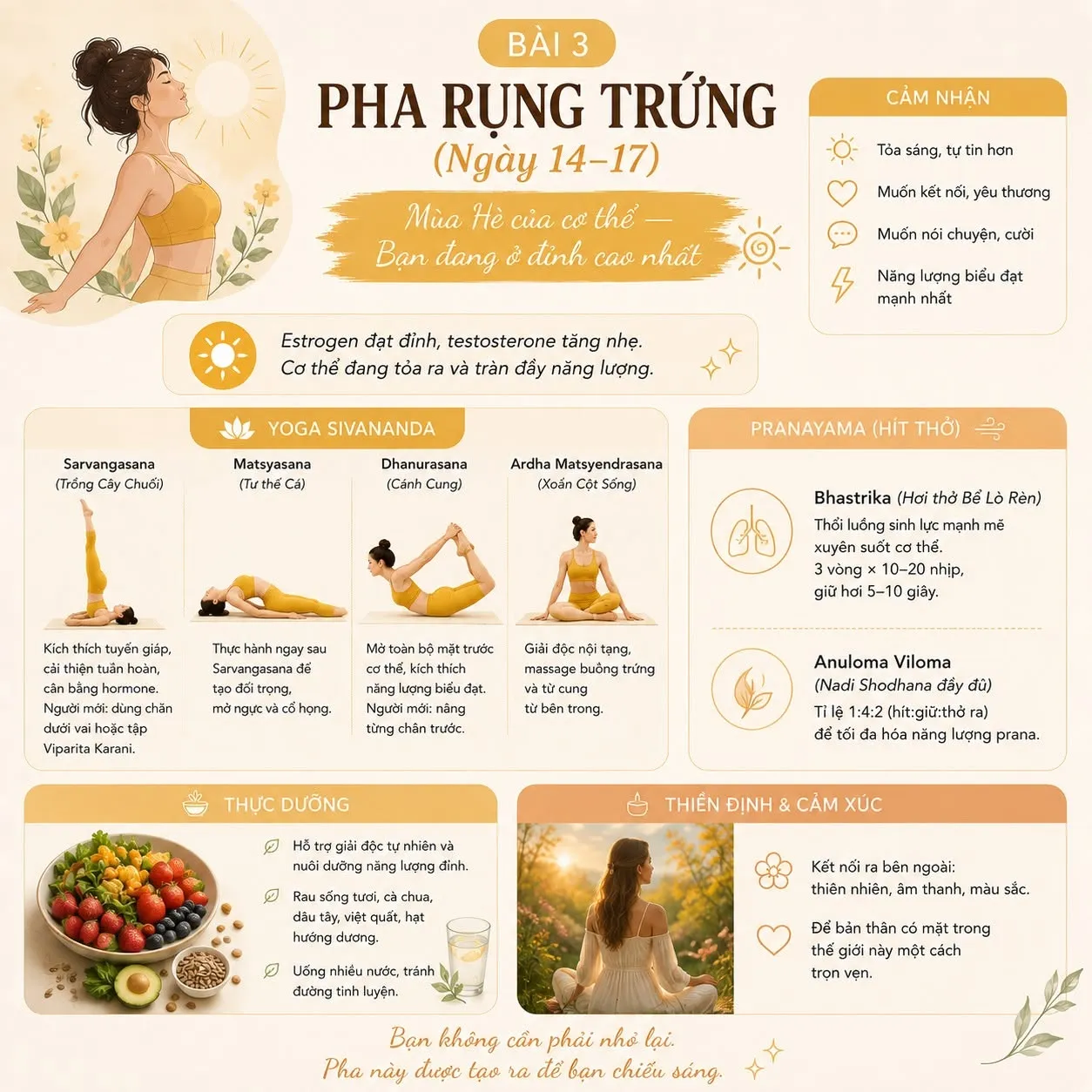 Yoga pha rụng trứng (ngày 14–17): Mùa Hè cơ thể